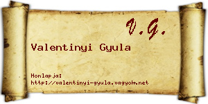 Valentinyi Gyula névjegykártya